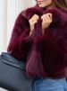 Burgundy Short Faux Fur Coat – Elegant Lapel Jacket For Women (S/M/L, Wine Red)_ecoleips.com