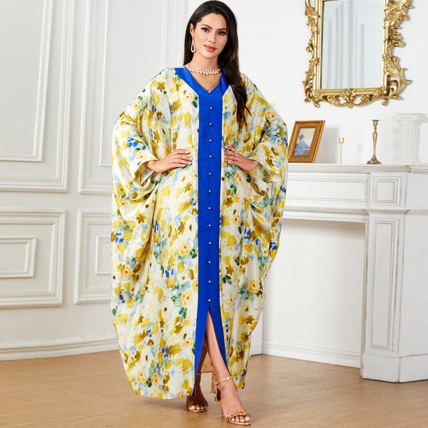 Modest Abaya Dress Elegant -Inspired Satin Jilbab Dress – Modest Islamic Abaya With Floral Print_ecoleips.com