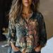 Women's Retro Printed Long Sleeve Casual Shirt Spring Summer New Imitation Cotton Linen Feel European American Style Top_ecoleips.com
