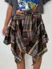 Women's Fashion Plaid Print Asymmetrical Hem High Waisted Skirt, Summer Clothes Women Casual Elastic Waist Tiered Layer Knee Len_ecoleips.com