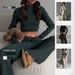 Women's Clothing Spring And Autumn Foreign Trade Temperament Leisure Suit Long Sleeved Navel Baring Top Suit_ecoleips.com