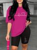 Women’s 2 Piece Outfit Set – Oversized Graphic T-Shirt And Biker Shorts Matching Set, Casual Summer Lounge Tracksuit For Daily Wear M-895_ecoleips.com