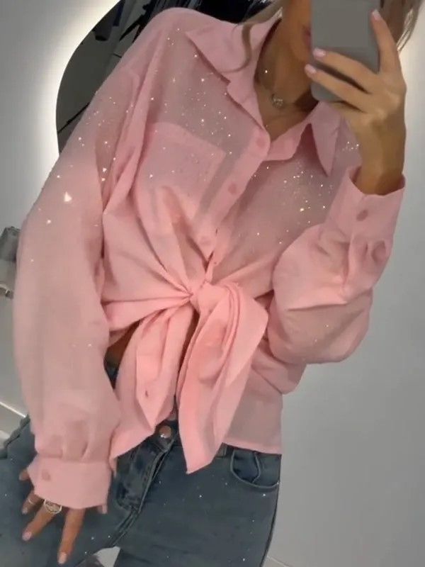 Women's Clothing Spring And Summer New Hot Sequin Shirt Thin Shirt Women's Cardigan Loose Tops Women_ecoleips.com