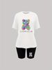 Summer Women's Casual Fashion Lover Bear Cartoon Graphic Printed Loose T-shirt Shorts Two-piece Set Summer Sportswear Suitable For Daily Wear-157_ecoleips.com