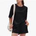 Women's 2-Piece Cotton Shorts Set, Casual Summer T-Shirt And Shorts Lounge Set For Home And Outings_ecoleips.com