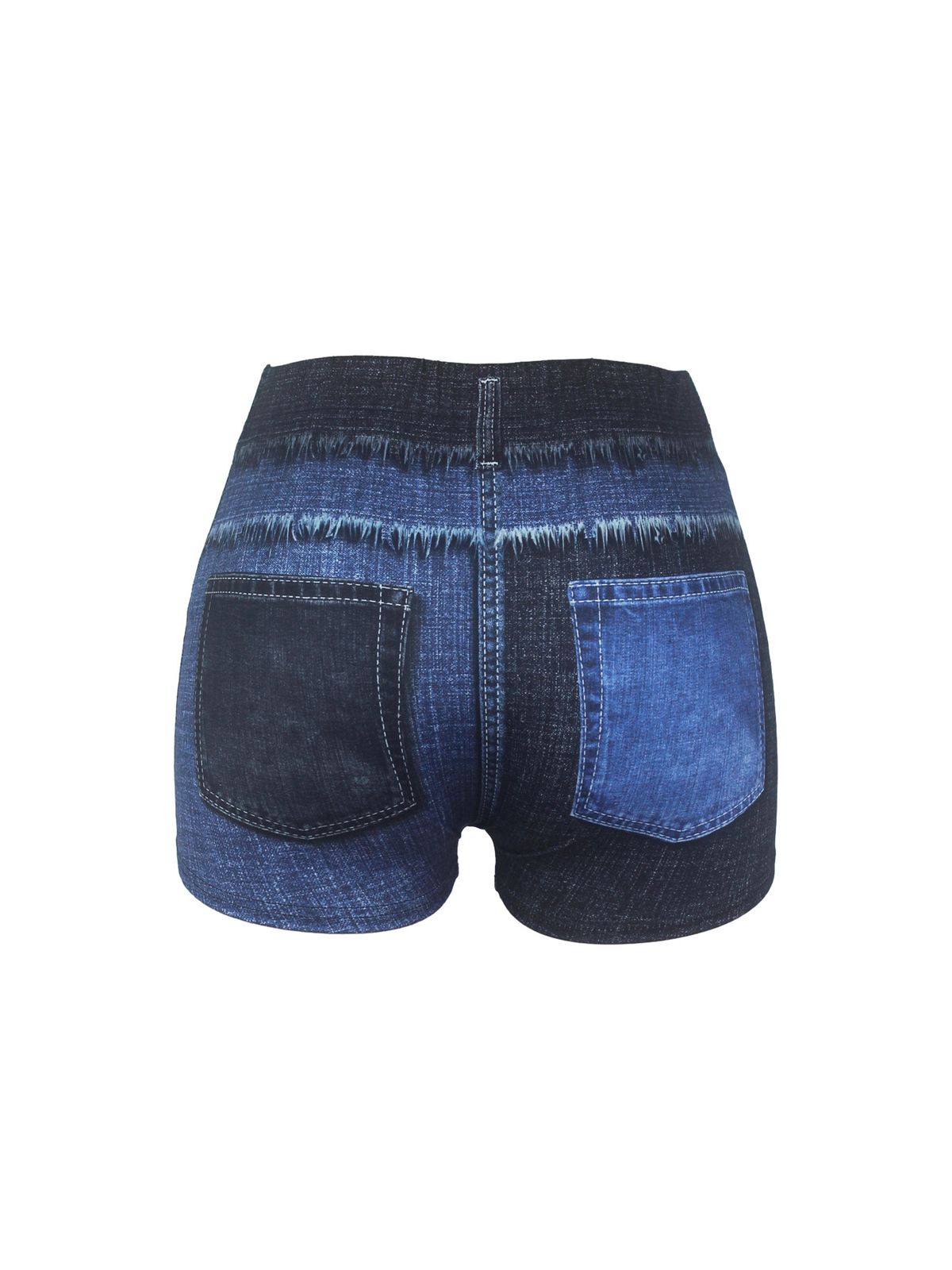 Women's Tight Fitting Denim Print Shorts Sexy Yoga Pants_ecoleips.com