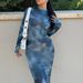 Autumn And Winter New Tie-dye Long-sleeved Slim-fit Spice Girl Dress_ecoleips.com