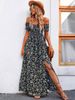 2025 Summer Cross-Border New Fashion Bohemian Off-Shoulder Small Floral Long Women's Dress_ecoleips.com