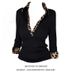 Women's Slim Fit V Neck Long Sleeve T-Shirt Leopard Print Patchwork Versatile Base Layer Top For Autumn Winter_ecoleips.com