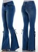 Women’s Clothing Jeans Mid Waist Tie Denim Trousers Stretch Jeans Women's Flared Pants_ecoleips.com