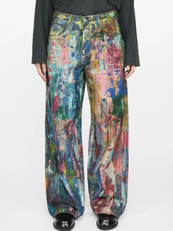 Women's Clothing Color Printing Ink Painting Palette Wide Leg Jeans Casual Pants Men And Women's Same Style_ecoleips.com