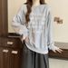 European American Style Real-shot Bow-knot Hollow-out Loose-fit Sweatshirt Women, Thin Round-neck Pullover_ecoleips.com