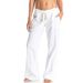 Women High Waist Wide Leg Culottes Dress Embroidered Cotton Linen Soft Breathable Casual Pants Slimming Leg Lengthening_ecoleips.com