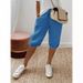 Aria Basics Aria Basics 2023 European And American Cross-Border Independent Station Cotton Linen Pocket Elastic Casual Women's Five-Point_ecoleips.com
