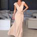 Women's Clothing Elegant V Neck Sleeveless Slit Hollow Waist Slim Dress Evening Dress_ecoleips.com