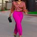 D541 Women's Printed Long Sleeve Shirt Elegant Wide Leg Pants Fashion Set_ecoleips.com