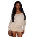 Women's Off Shoulder Loose Fit Batwing Sleeve Bodycon Mini Dress – Solid Color Casual Street Style Short Gown_ecoleips.com