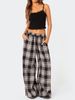Women Y2k Oversize Pants Lounge Bottoms Fashion Plaid Casual Pants Elastic High Waist Casual Pockets Pajama Pants Homewear_ecoleips.com
