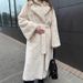 Oversized Long Faux Rabbit Fur Coat Women's - Extra Warm Winter Jacket With Lapel Collar, Vegan Fur Coat For Street Style (Beige/Black/Wine)_ecoleips.com