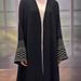 Verve 2025 Muslim Clothing Fashion Elegant Pocket Cardigan Embroidered Tie Dress Robe_ecoleips.com