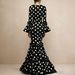 Women's New European And American Fashion Polka Dot Bell-sleeve Slim-fit Bodycon Fishtail Dress For Women On Dress_ecoleips.com