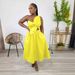 Women's Clothing Sexy Solid Color One Shoulder Petal Hollow Dress_ecoleips.com