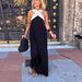 Women's Clothing Women's Open Slit Halter Neck Backless Long Dress Sleeveless Color Block Style Clothing For Formal & Casual_ecoleips.com