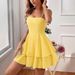 Women's Backless Spaghetti Strap Mini Dress with Bow Detail A-Line Swing Skirt Casual Summer Party Dress_ecoleips.com