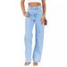 Women's Clothing Elastic Wide Leg Denim Trousers Fashion Washed Jeans_ecoleips.com