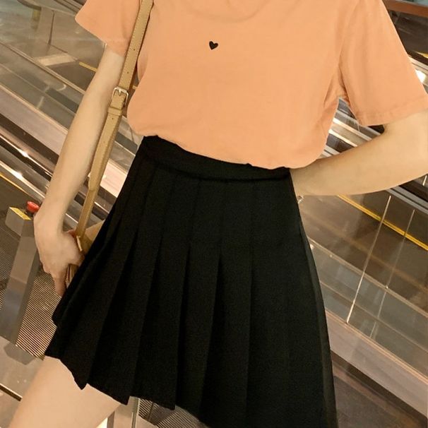 Coffee Pleated Skirt Women's Black Short Skirt Jk New Large Size High Waist Thin A-word Skirt Small Skirt_ecoleips.com
