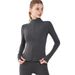 Women's Warm Fleece Lined Yoga Jacket Slim Fit Long Sleeved Zip Up Running Fitness Top For Autumn Winter_ecoleips.com