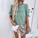 Women's T-Shirt Spring And Summer Casual Solid-Color Short-Sleeved Cutout Top_ecoleips.com