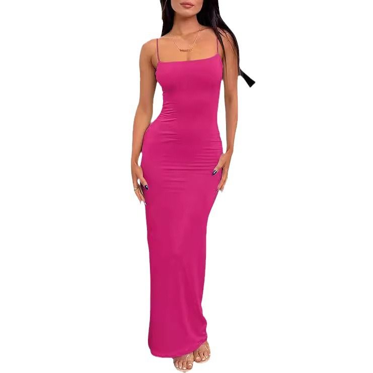Elegant Backless Bodycon Evening Dress – Sexy Slit & Cowl Neck (Milk Silk, 12 Colors)_ecoleips.com