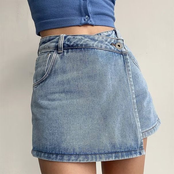 Women's Clothing High Waisted Button Denim Mini Skirt Women's Bodycon Stretchy Shorts Spring Summer Hot Girl Fashion_ecoleips.com