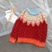 girl Christmas Classic Red Sweater Fair Isle Ferris Wheel Handmade Knitted Vintage Forest Style Women's Pullover_ecoleips.com