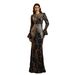 European And American Women's New High End Long Sleeved Round Neck Slim Hip Wrapped Sequined Banquet Fishtail Evening Dress_ecoleips.com