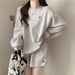 Verve Waffle Shorts Long Sleeve Top Two Piece Set Women Summer Plus Size Loose Harajuku Style Casual Fashion Outfit_ecoleips.com