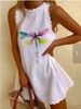 2023 New Women's Casual Printing Sleeveless Ruffle Lace Dress_ecoleips.com