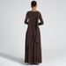 Foreign Trade Women's 2025 Autumn Fashion Sexy Color-Block U-Neck Solid Color Slit Long Sleeve Dress Wholesale_ecoleips.com