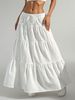 Women's Fashion 2025 New White Elegant Midi With Tie Loose Long Skirt For Women_ecoleips.com