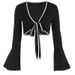New Trending Sexy Mini Dress V Neck Lace Up Long Sleeve Cropped Top For Fashionable Hot Girls This Season_ecoleips.com