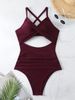 Women's Clothing One Piece Swimsuit Female Cross Hollow Tight Backless Swimsuit_ecoleips.com
