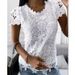 Elegant Lace Short-Sleeve Top – Breathable Women’S Blouse For Work & Weekend (White/Pink/Black/Blue/Red, S-5xl)_ecoleips.com
