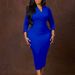 plus Size Women's Fashion V Neck Solid Color Bodycon Pencil Skirt D3356 Slimming African Dress_ecoleips.com