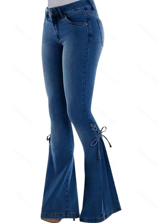 Women's Clothing Jeans Mid Waist Denim Trousers Stretch Jeans Women's Flared Pants_ecoleips.com