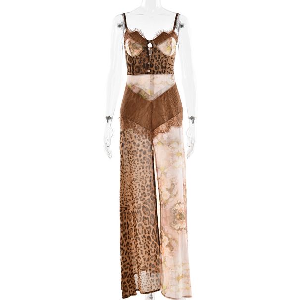 2025 Foreign Trade Summer Sexy Women's Strap Long European And American Hot Girl Slit Off-Shoulder Chiffon Dress_ecoleips.com