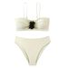 Elegant Floral Bikini Set – Solid Color & 3D Floral Accents (Stylish & Comfortable For Beach & Pool)_ecoleips.com