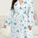 Aria Basics European American Cross-border Summer Plus-size Ribbed Heart-pattern Home Wear, Lace-up Robe, Casual And Wearable_ecoleips.com