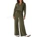 Women's Long Sleeve Drawstring Jogger Set Pure Color Casual Fall Lounge Outfit Comfortable 2 Piece Coordinated Tracksuit_ecoleips.com