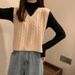 Aria Basics 2024 V-neck Twisted Knit Women, Sleeveless Sweater Outerwear, Versatile Tie-dye Hong Kong Style Short Vest For Commuting_ecoleips.com